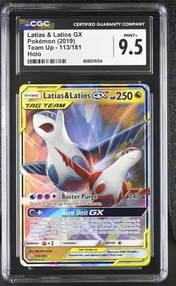CGC 9.5 MINT+ Latias & Latios GX 2019 Team Up 113/181 Holo Pokemon Card - Image 1