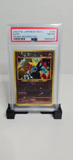 2000 POKEMON JPN NEO 2 PROMO REVERSE FOIL #244 ENTEI PSA 8 - Image 1