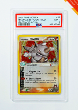 Pokemon PSA 9 Team Magma's Rhydon #11 EX Team Magma Vs Team Aqua 2004 English - Image 1