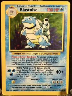 Blastoise HOLO Rare 2/102 Pokemon TCG Base Set Unlimited MP/VG Auction - Image 1