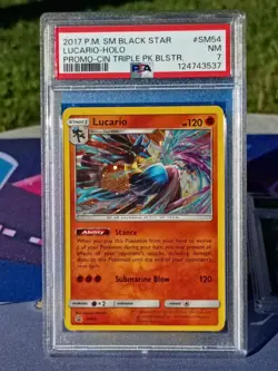 Pokemon TCG Lucario SM54 Cosmos Holo Black Star Promo Psa 7 - Image 1