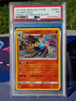 Pokemon TCG Lucario SM54 Cosmos Holo Black Star Promo Psa 7 - Image 2