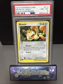Pokemon Card Meowth 013 Nintendo Black Star Promo Holo Rare PSA 8 NM MT - Image 1