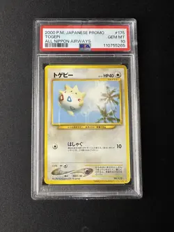 PSA 10 Togepi ANA 175 Japanese Pokemon Promo GEM MINT All Nippons Airways 2000 - Image 1