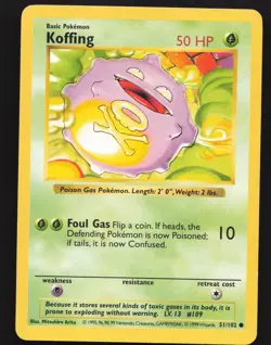 Koffing 051/102 Common Pokemon Base Set (Shadowless) Lightly played - Image 1