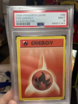 1999 POKEMON GAME #98 FIRE ENERGY PSA 9 MINT SHADOWLESS BASE! WOTC TCG Nintendo - Image 2