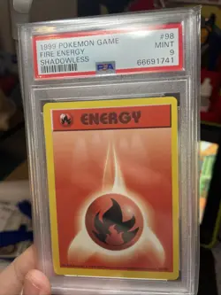 1999 POKEMON GAME #98 FIRE ENERGY PSA 9 MINT SHADOWLESS BASE! WOTC TCG Nintendo - Image 3