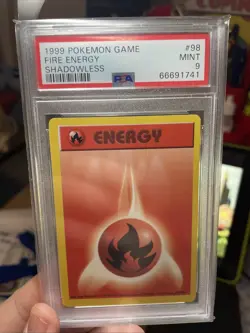 1999 POKEMON GAME #98 FIRE ENERGY PSA 9 MINT SHADOWLESS BASE! WOTC TCG Nintendo - Image 4