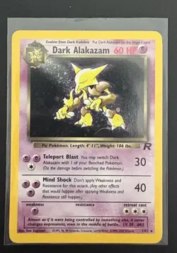 Dark Alakazam Holo With Swirl, LP 1/82 TEAM Rocket Pokemon - Image 1