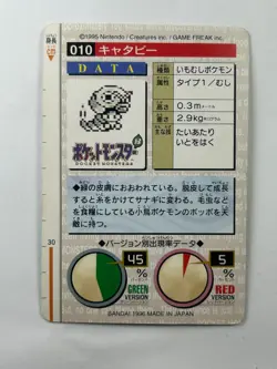 Pokemon Caterpie 010 Carddass Green Bandai Japanese Card 1996 PSA - Image 2