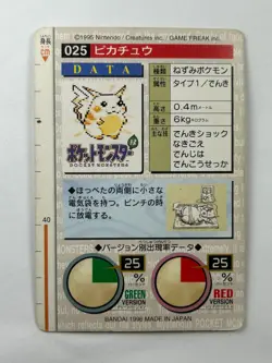 Pokemon Pikachu 025 Carddass Green Bandai Japanese Card 1996 PSA - Image 2