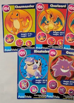 1999 Burger King Pokemon Poketrivia Card Lot of 7 Cards Charizard Blastoise + - Image 2