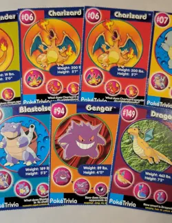 1999 Burger King Pokemon Poketrivia Card Lot of 7 Cards Charizard Blastoise + - Image 3