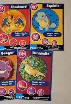 1999 Burger King Pokemon Poketrivia Card Lot of 7 Cards Charizard Blastoise + - Image 4
