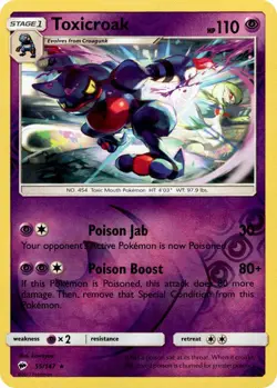 Toxicroak 55/147 Reverse Holo | Burning Shadows | Pokemon Card - Image 1