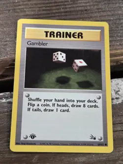 Pokemon Card: Gambler 60/62 1st Edition Fossil Nrmt To Mt - Image 1