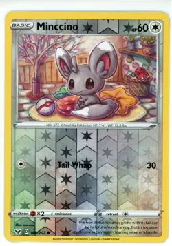 Pokemon TCG Minccino 146/202 Swsh01: Sword & Shield Reverse Holo - Image 1