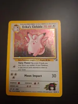 Pokemon TCG Erika's Clefable Gym Heroes Holo Card 3/132 Unlimited Rare MP - Image 1