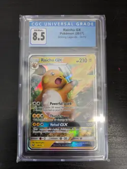 2017 Pokemon Sun & Moon Shining Legends # 29 RAICHU GX Card 29/73 CGC 8.5 - Image 1
