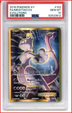 2016 Pokemon XY FA/ Mewtwo EX (Full Art) 103/108 Evolutions GEM MINT 10 - Image 1