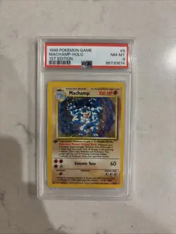 Pokemon TCG Machamp Holo 1st Edition Base Set #8/102 Holo Rare PSA 8 - Image 1