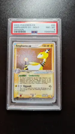 2003 POKEMON EX DRAGON #89 AMPHAROS EX-HOLO PSA 8 READ - Image 1
