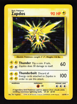 Zapdos 16/102 Base Set Holo 1999 WOTC Pokemon Card - Image 1