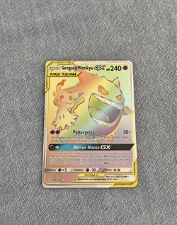 Pokemon TCG Gengar, Mimikyu GX Holo 186/181 Sun & Moon Team Up Secret Rare NM - Image 1