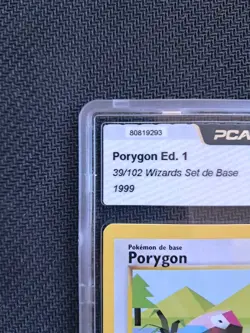 Carte Pokemon Porygon 39/102 Set de Base Edition 1 PCA 9 NEUF MINT 1999 🇫🇷 - Image 2