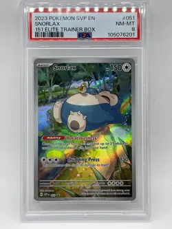 Pokemon Snorlax 051 PSA 8 NM-Mint 151 Elite Trainer Box Promo SVP EN 2023 - Image 2