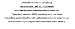Bandai Japan Bleach RARE Foil Trading Card Game Carddass Anime TCG Prism Holo - Image 2