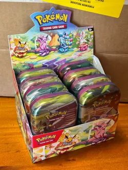 Pokemon TCG Prismatic Evolutions Mini Tin Display Box Complete - Image 3