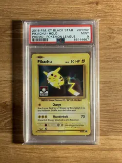 2016 Pokemon XY Black Star Promo Pikachu Holo XY202 (Pokemon League) PSA 9 - Image 1