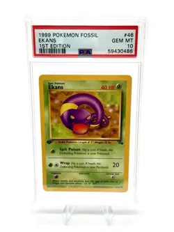 1999 POKEMON FOSSIL EKANS 1st EDITION PSA 10 - Image 1