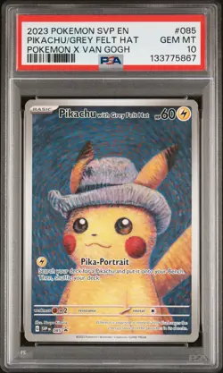 2023 POKEMON SVP EN-SV BLACK STAR PROMO #085 PIKACHU WITH GREY FELT HAT PSA 10 - Image 1