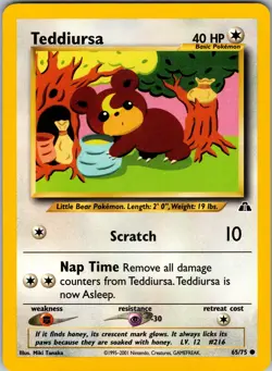 Teddiursa 65/75 Neo Discovery Pokemon TCG NM - Image 1