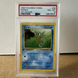Pokemon TCG Horsea Fossil First Edition 49/62 PSA 8 - Image 1