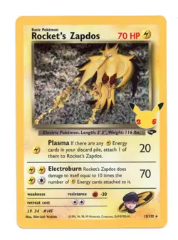 Rocket's Zapdos 15/132 Holo Celebrations: Classic Collection Pokemon English NM - Image 1