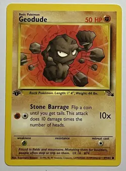 Geodude 47/62 (MP) 1st Edition Common Fossil Set 1996 WOTC Pokemon Card - Image 1