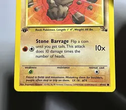 Geodude 47/62 (MP) 1st Edition Common Fossil Set 1996 WOTC Pokemon Card - Image 3