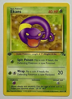 Ekans 46/62 (MP) 1st Edition Common Fossil Set 1996 WOTC Pokemon Card - Image 1
