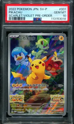 PSA 10 Pikachu 001/SV-P Scarlet Violet PreRelease Promo JAPANESE Pokemon Card - Image 1