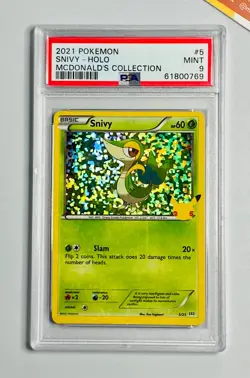 Pokemon PSA 9 Snivy #5 Holo McDonald's Collection 2021 25th Anniversary - Image 1