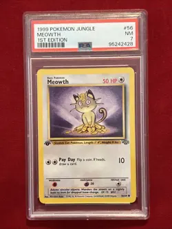 1999 Pokemon Jungle Meowth #56 1st Edition PSA 7 (Vintage) - Image 3