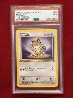 1999 Pokemon Jungle Meowth #56 1st Edition PSA 7 (Vintage) - Image 4
