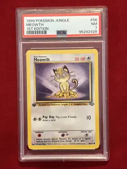 1999 Pokemon Jungle Meowth #56 1st Edition PSA 7 (Vintage) - Image 5