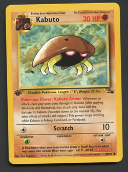 Kabuto 50/62 Fossil 1st Edition LP Common Pokemon Card KB2 - Image 1