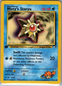 Misty's Staryu 1st Edition 90/132 Gym Heroes - Pokemon Card - NM - Image 1