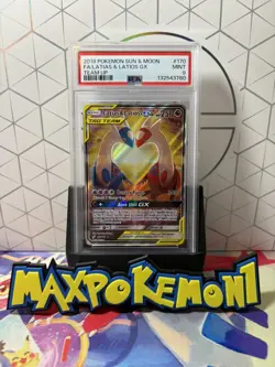 PSA 9 Latias and Latios GX #170 Full Art "Love Birds" Pokemon Sun & Moon Team Up - Image 1