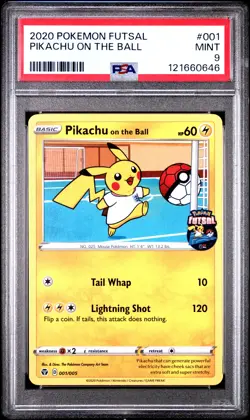 2020 POKEMON FUTSAL #001 PIKACHU ON THE BALL PSA 9 - Image 1